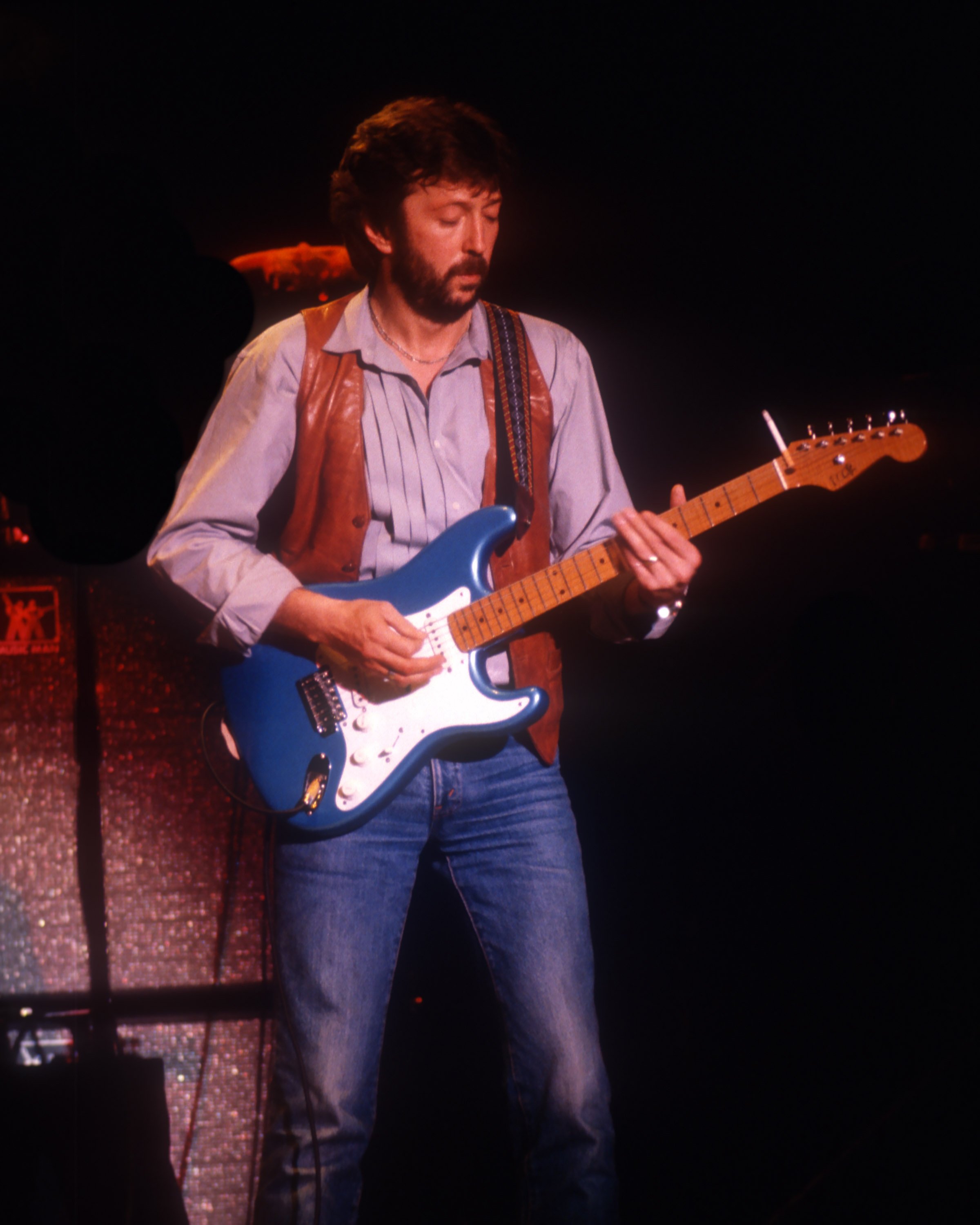 Eric Clapton performing at the Memorial Auditorium on February 07, 1980. | Source: Getty Images