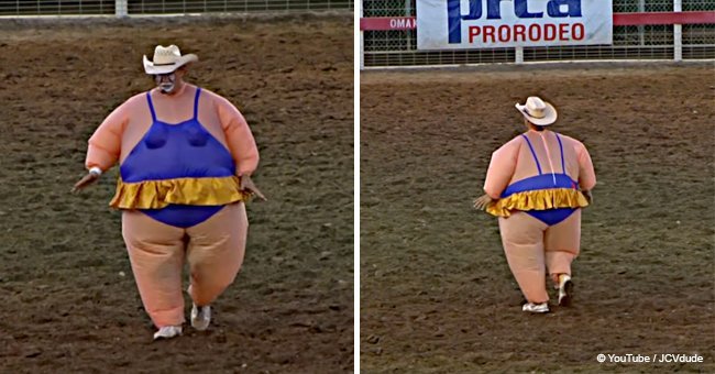 Rodeo clown steals the spotlight with hysterical dance moves