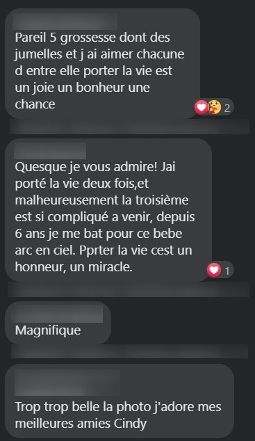 Des commentaires Facebook. | Photo : Famille Van Der Auwera officiel