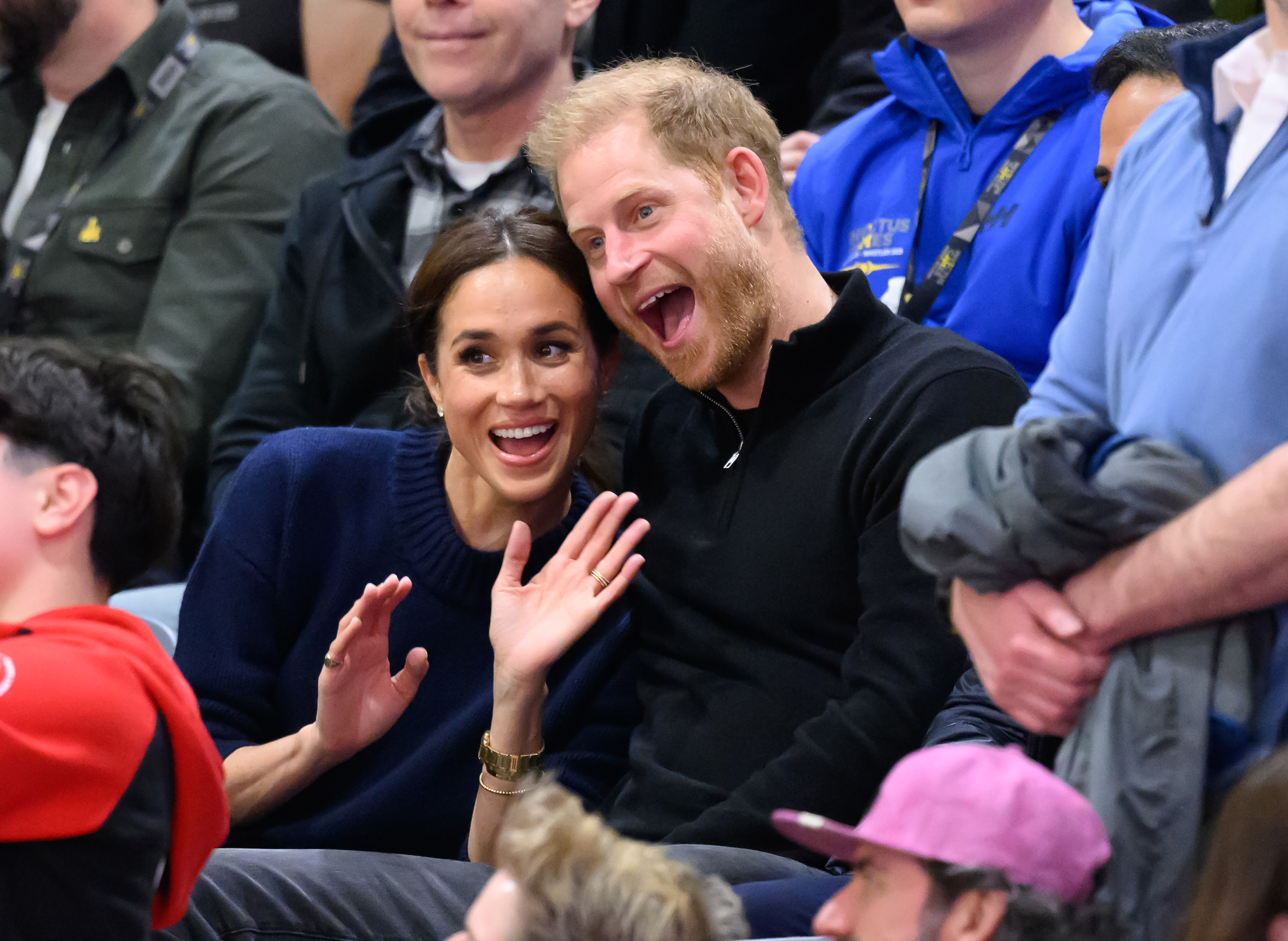 Meghan Markle and Prince Harry attending the wheelchair basketball event during day one of the 2025 Invictus Games, on February 9, 2025 | Source: Getty Images