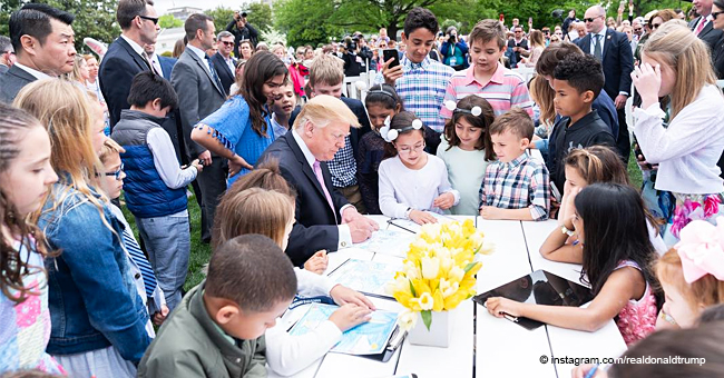 Präsident Trump erzählt einem Kind bei der Oster-Feier, dass die Grenzmauer jetzt "gebaut wird"