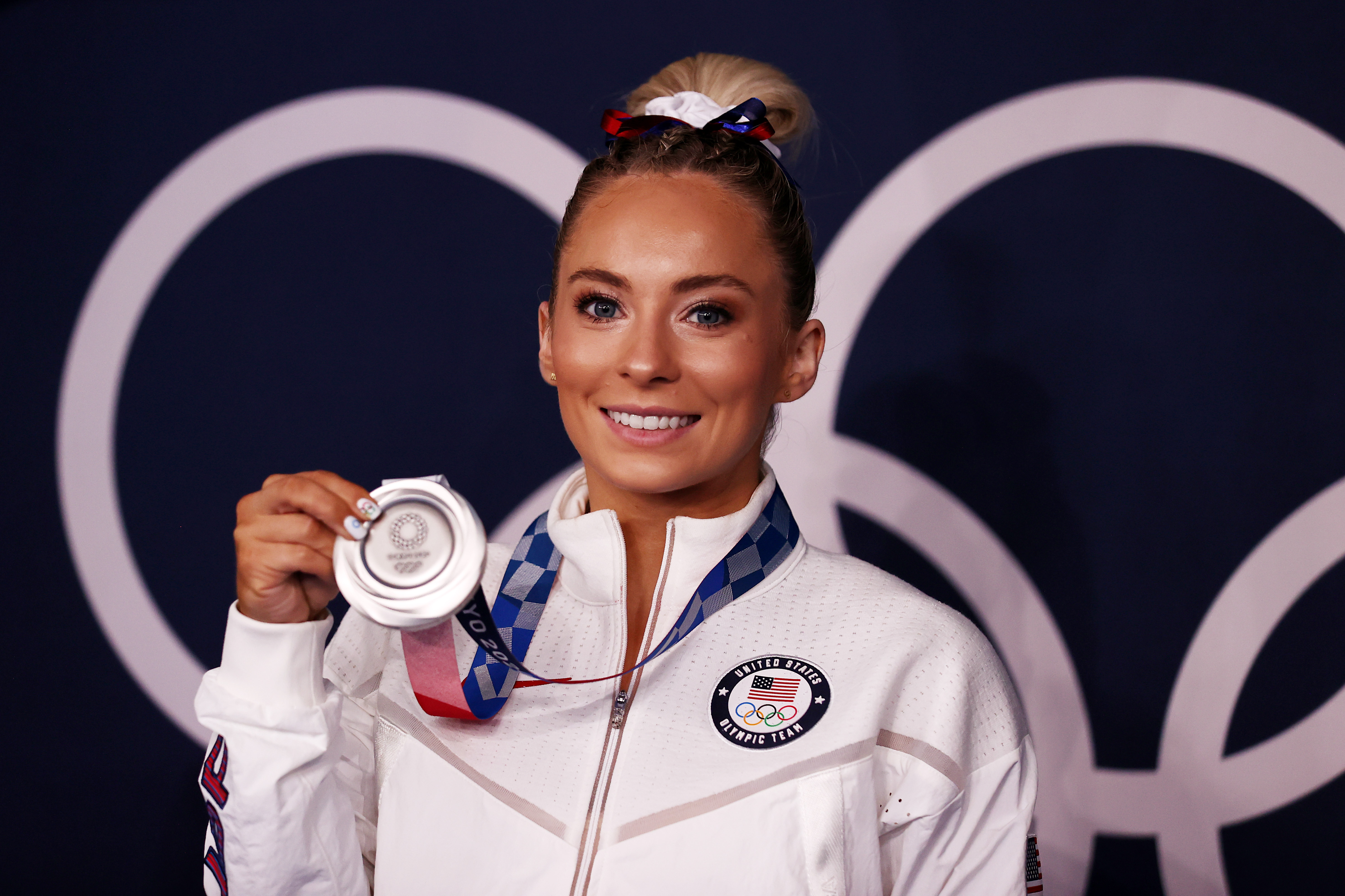 Mykayla Skinner of Team United States poses with the silver medal following the Women's Vault Final on day nine of the Tokyo 2020 Olympic Games at Ariake Gymnastics Centre on August 01, 2021, in Tokyo, Japan. | Source: Getty Images