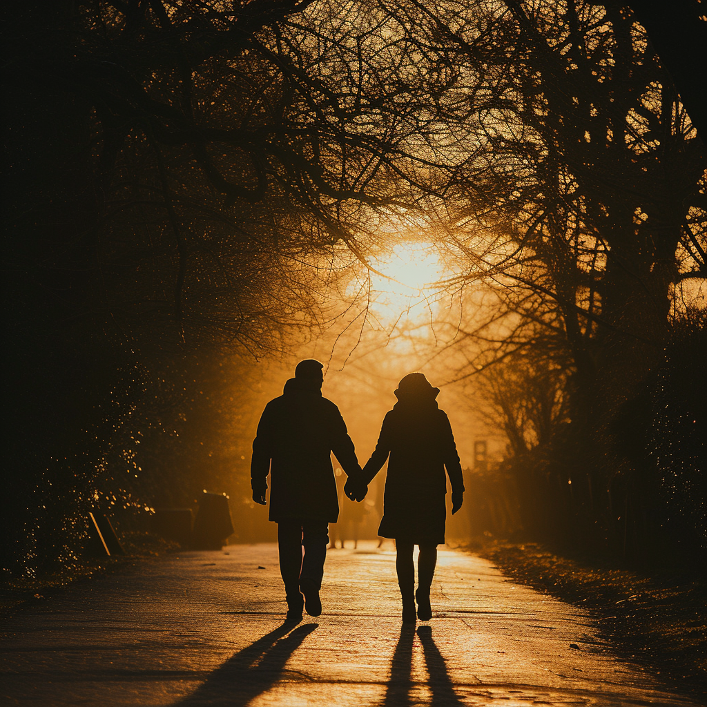 A couple walking away | Source: Midjourney