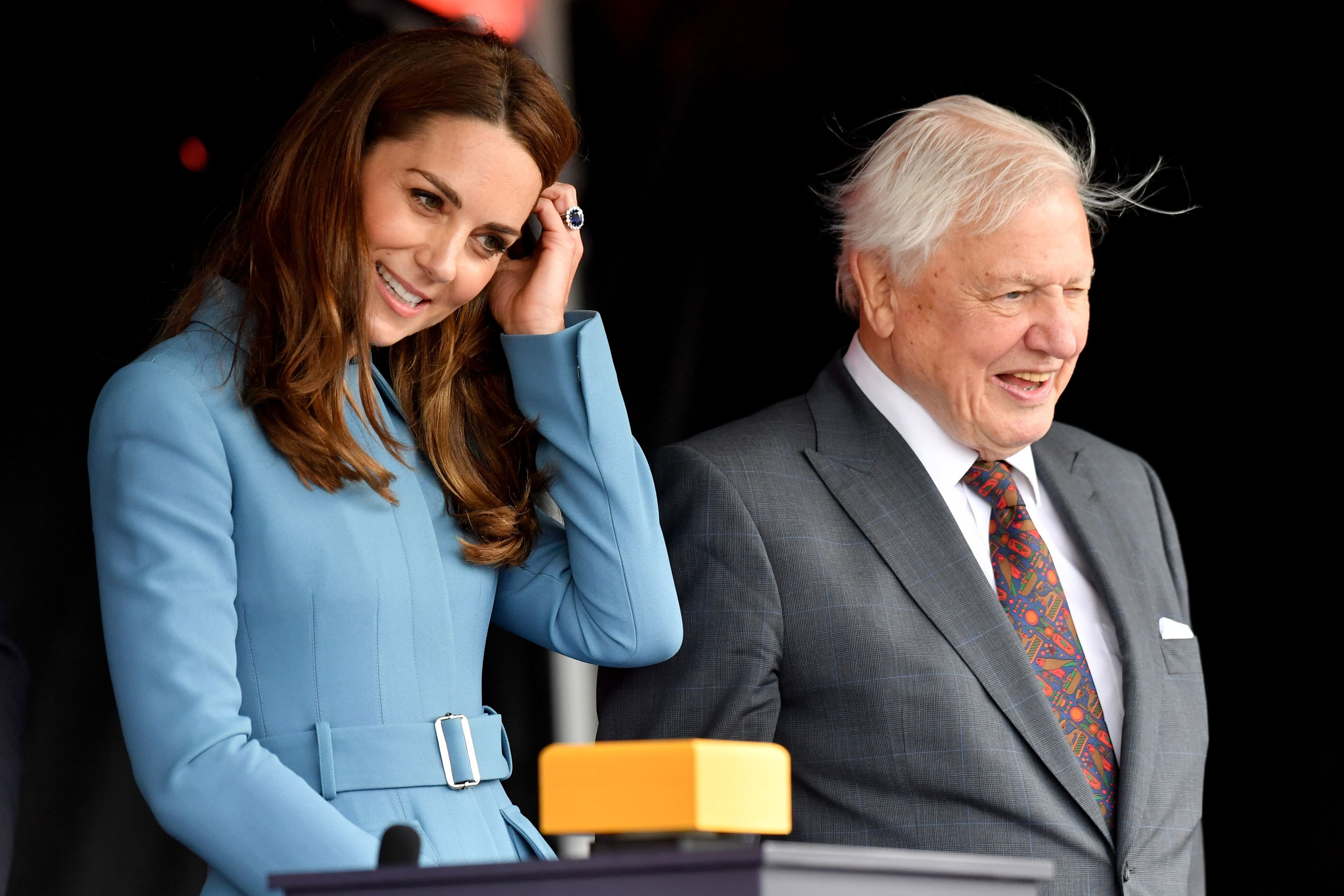 Kate Middleton and David Attenborough attend the naming ceremony for The RSS Sir David Attenborough on September 26, 2019 in Birkenhead, England. | Source: Getty Images
