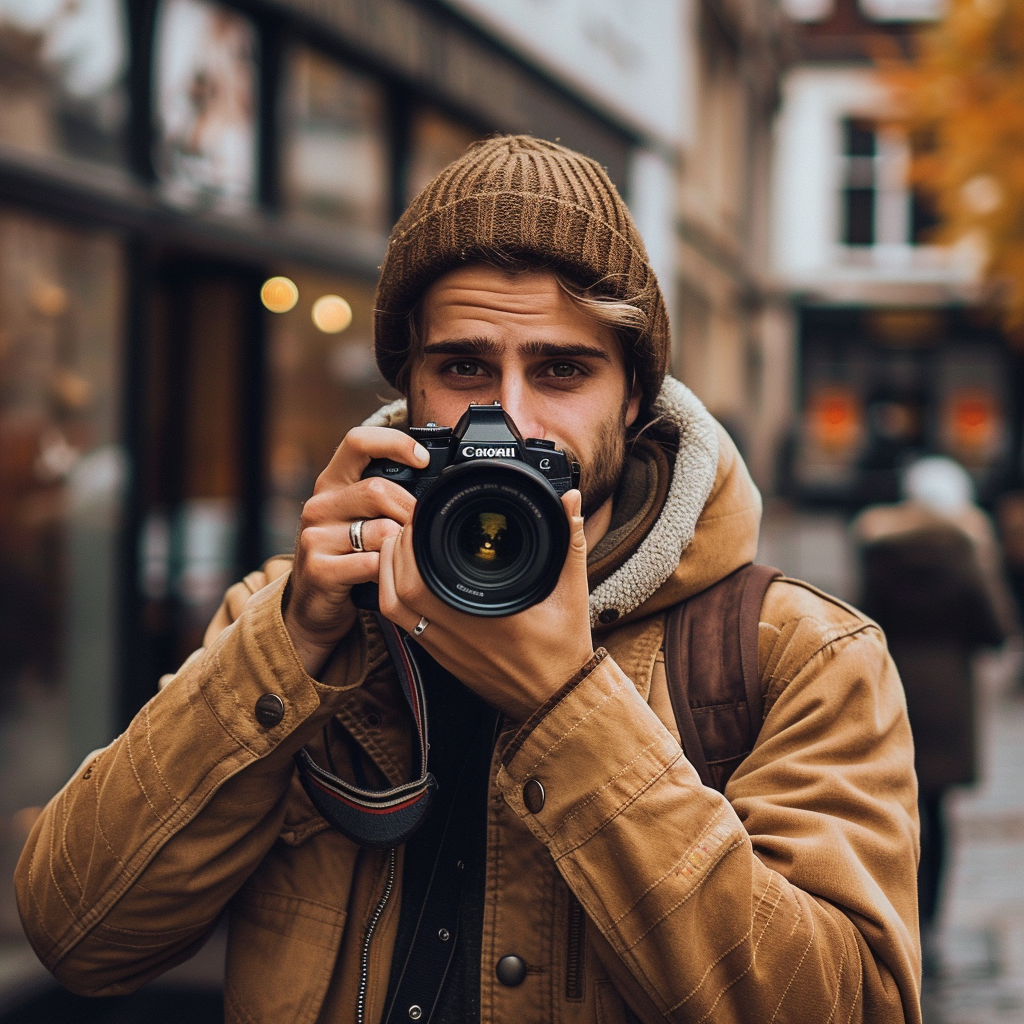 A man holding a camera | Source: Midjourney