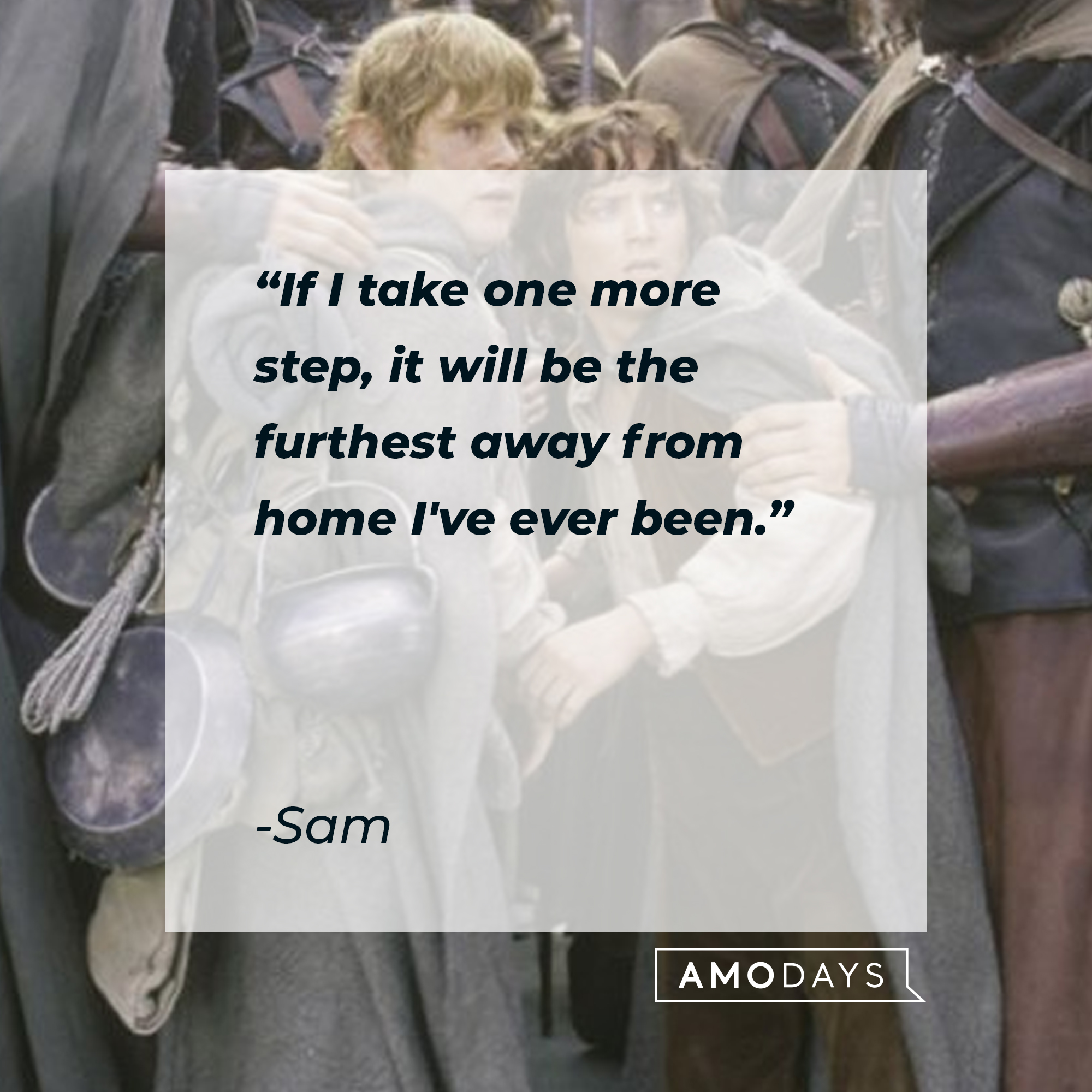 Sam's quote: "If I take one more step, it will be the furthest away from home I've ever been." | Source: facebook.com/lordoftheringstrilogy