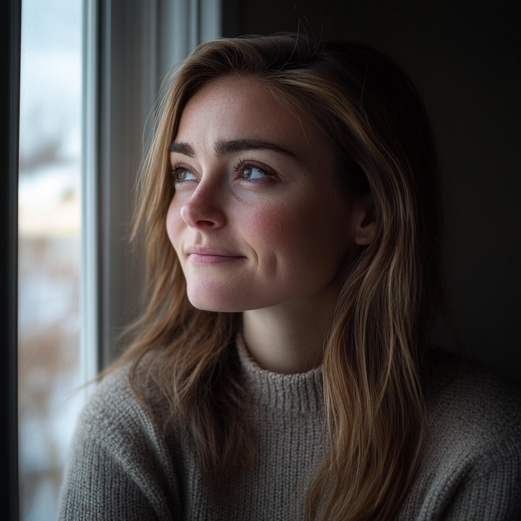 A thoughtful woman staring out the window of her room | Source: Midjourney