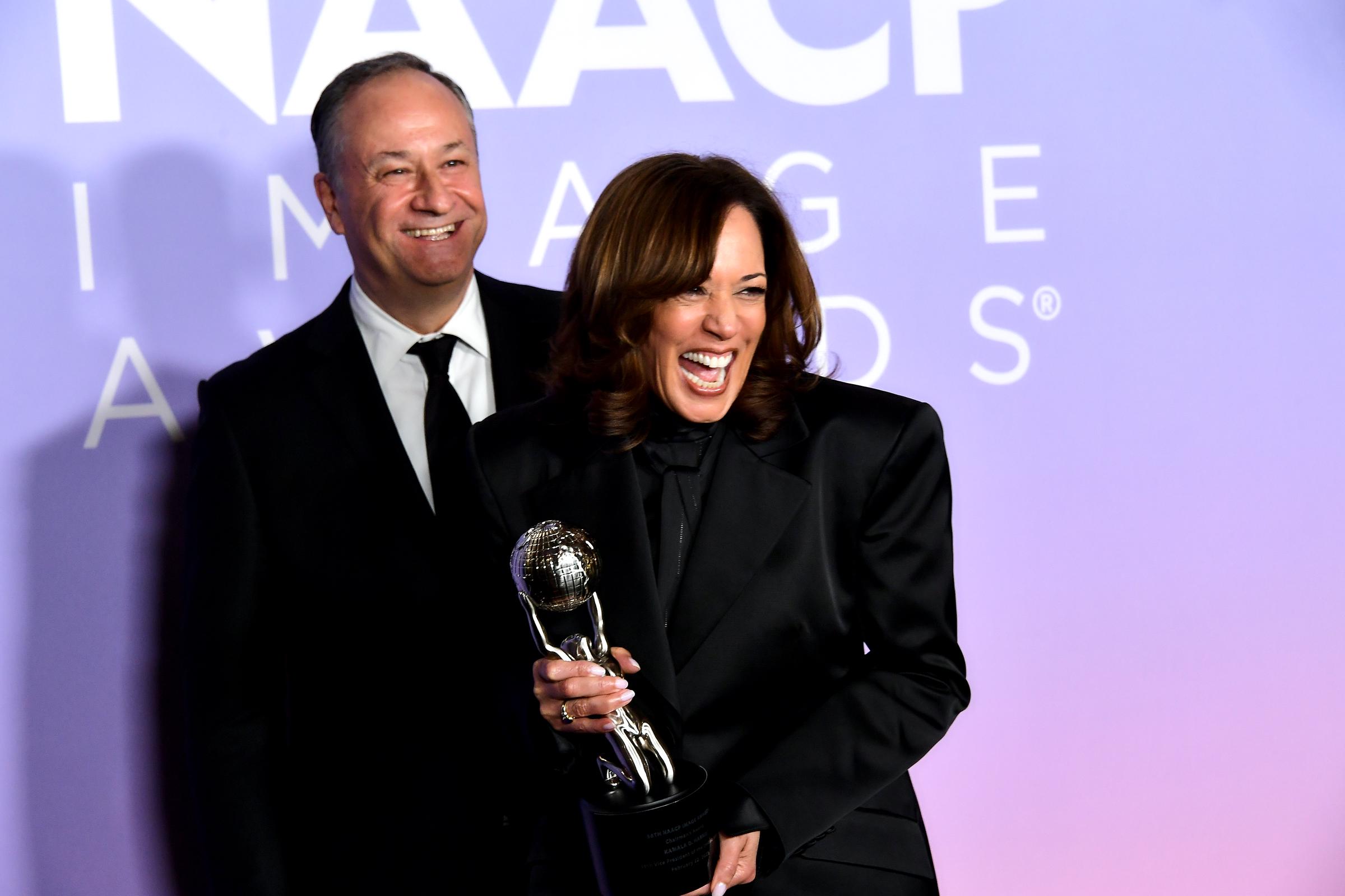 Douglas Emhoff and Kamala Harris at the 56th NAACP Image Awards on February 22, 2025 | Source: Getty Images