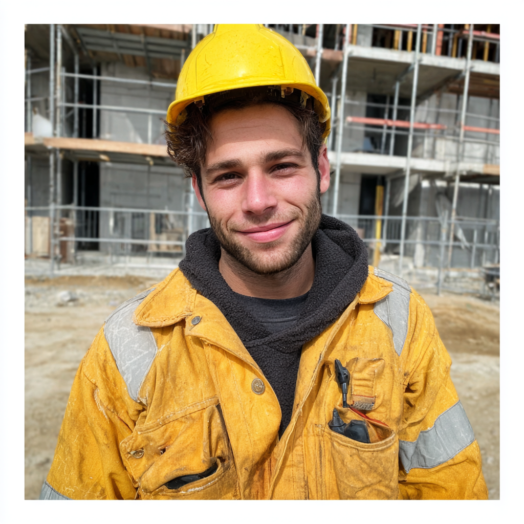 A smiling man standing at a construction site | Source: Midjourney