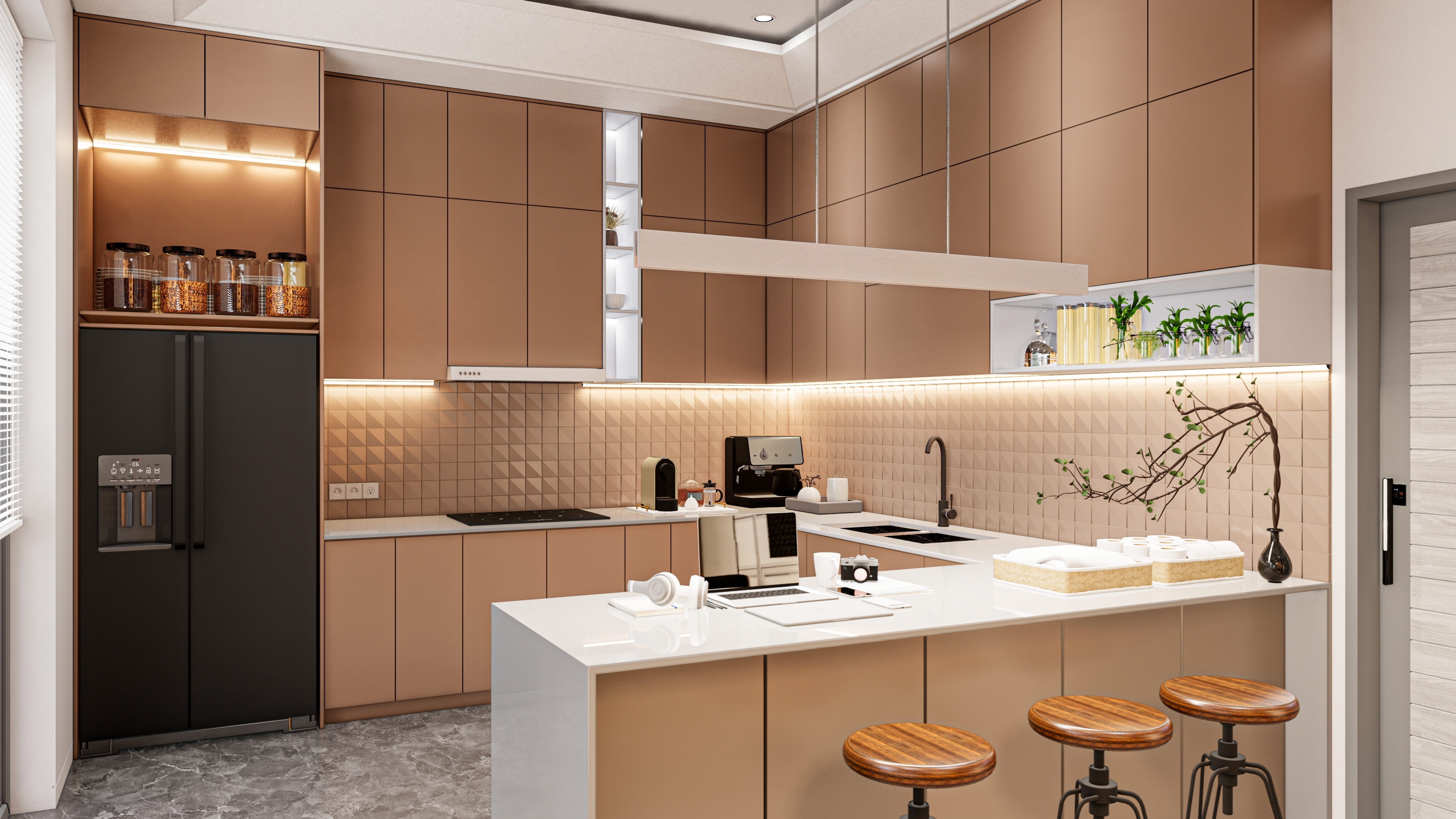 Kitchen utilizing shades of brown | Source: Shutterstock
