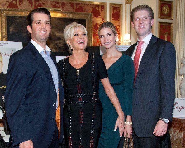 Donald Trump Jr., Ivana Trump, Ivanka Trump and Eric Trump attend the Ivana Living Legend Wine Collection launch at Ten East 64th Street on October 18, 2011, in New York City. | Source: Getty Images.