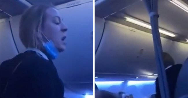 In a viral YouTube video a woman on a plane was recorded shouting slurs at fellow passengers | Photo: Youtube/Jackson VanHoose