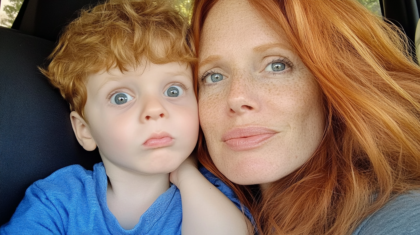 Red-haired mom and son | Source: Midjourney