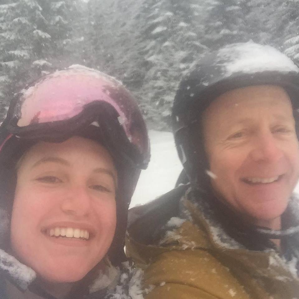 Emily Beutner and her father, Austin Beutner, in ski gear, from a post dated April 27, 2017 | Source: Facebook/Emily Beutner
