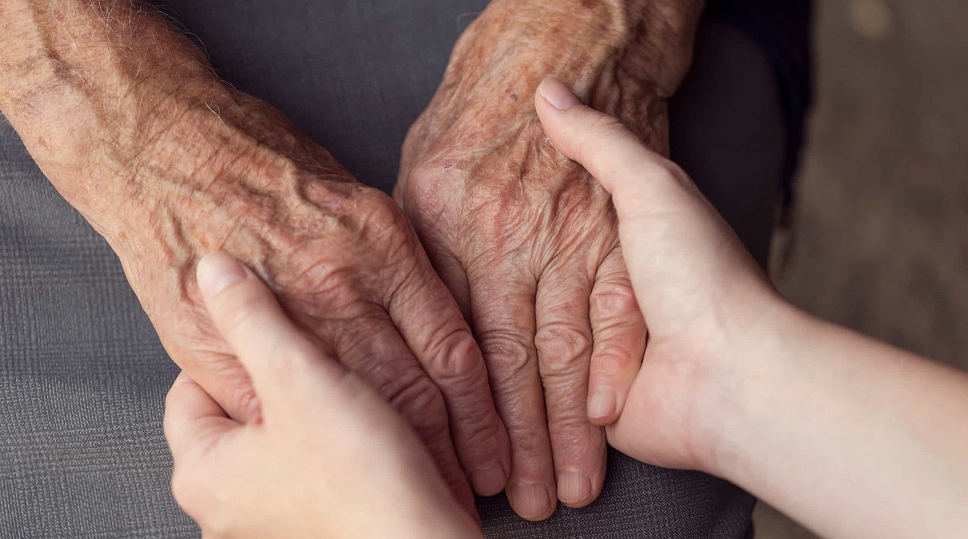 A young woman holding her grandma's hands | Source: Pixabay