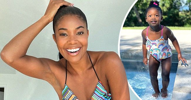 Gabrielle Union S Daughter Kaavia Rocks A Rainbow Printed Swimsuit Fans Notice She S Starting To Look Like Mom