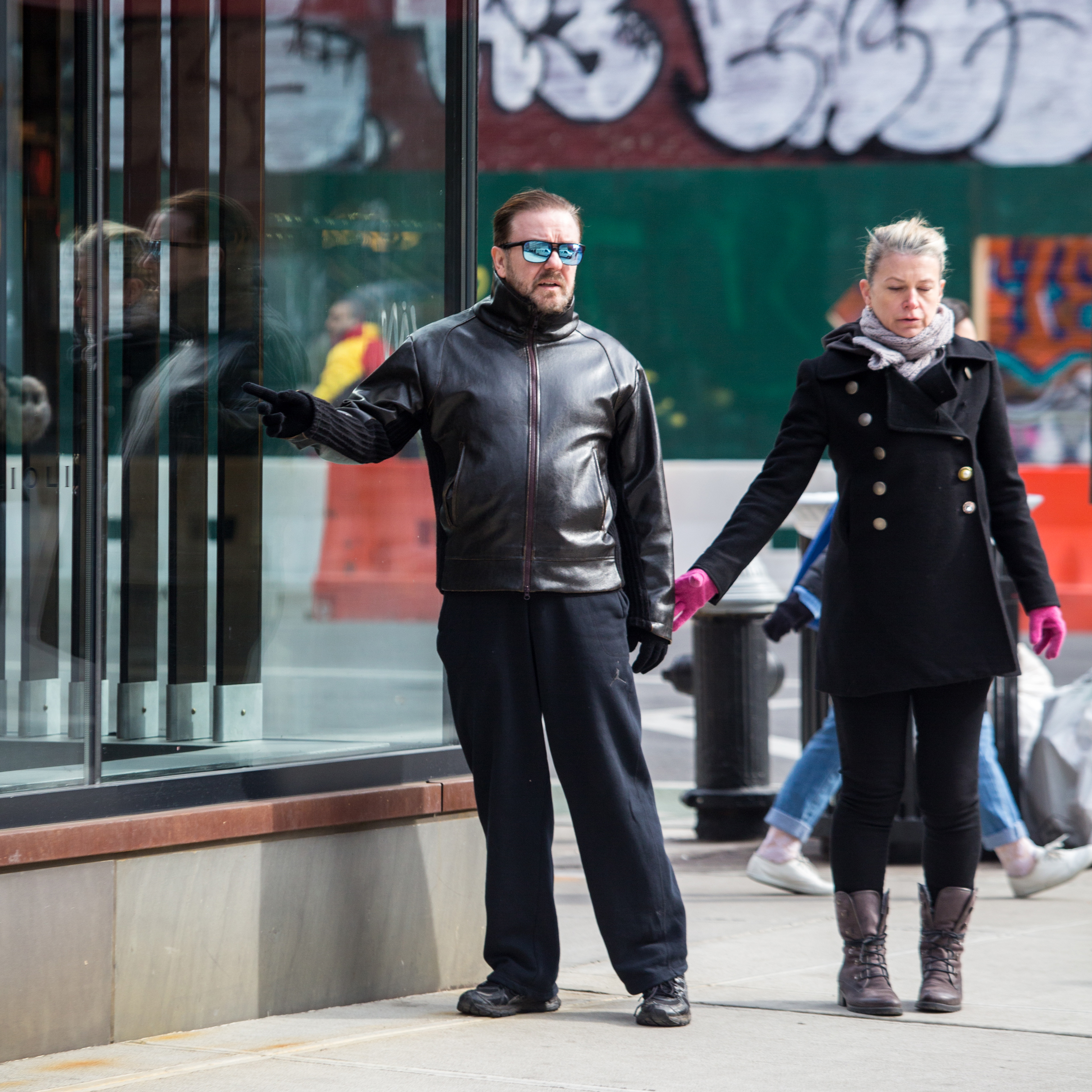 Ricky Gervais and Jane Fallon seen walking around on 3 February 2017 in New York, United States. | Source: Getty Images