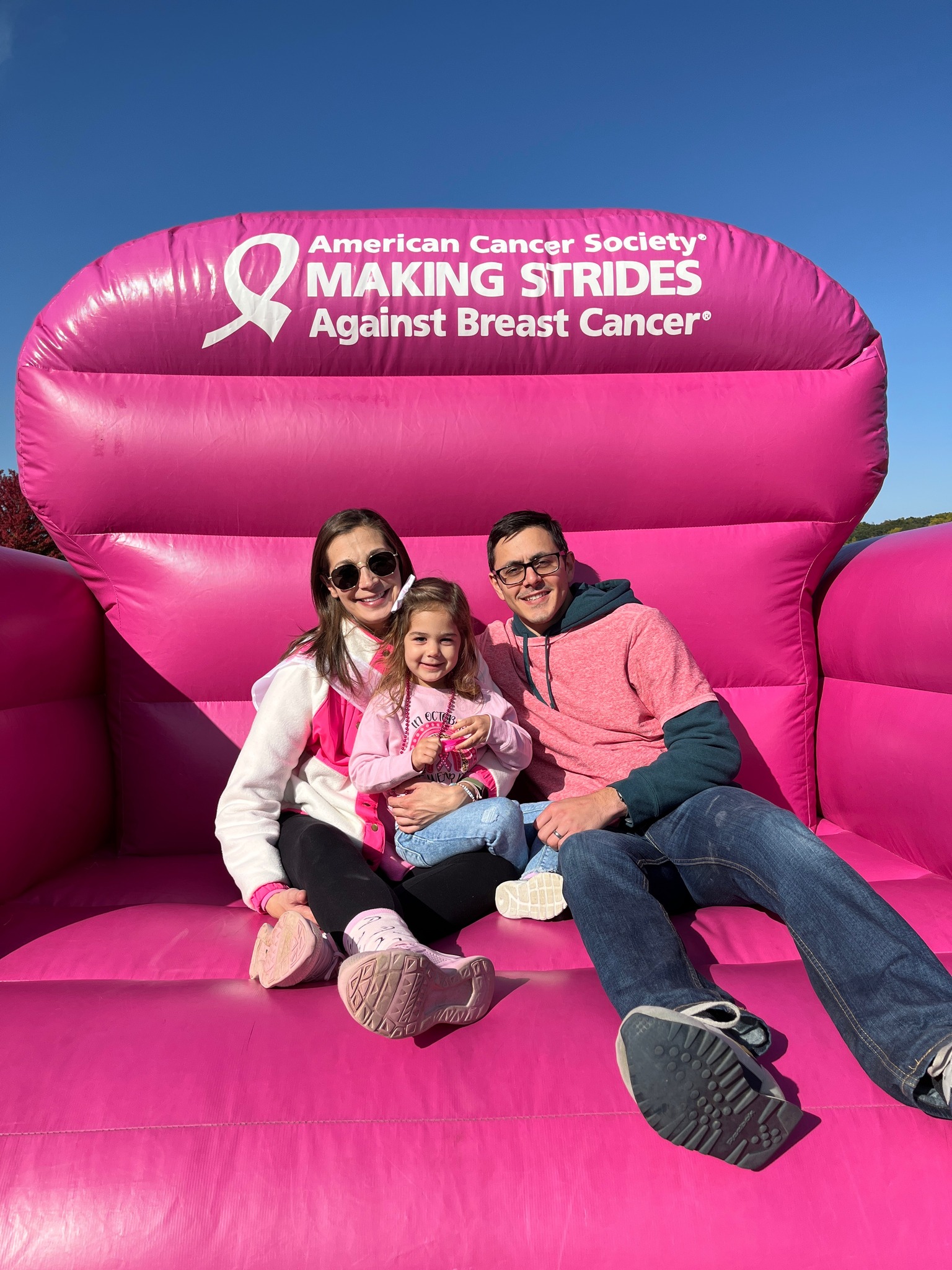 Shelly Battista with her husband and oldest daughter at a breast cancer awareness event, dated January 12, 2023 | Source: Facebook/northwesternmedicine
