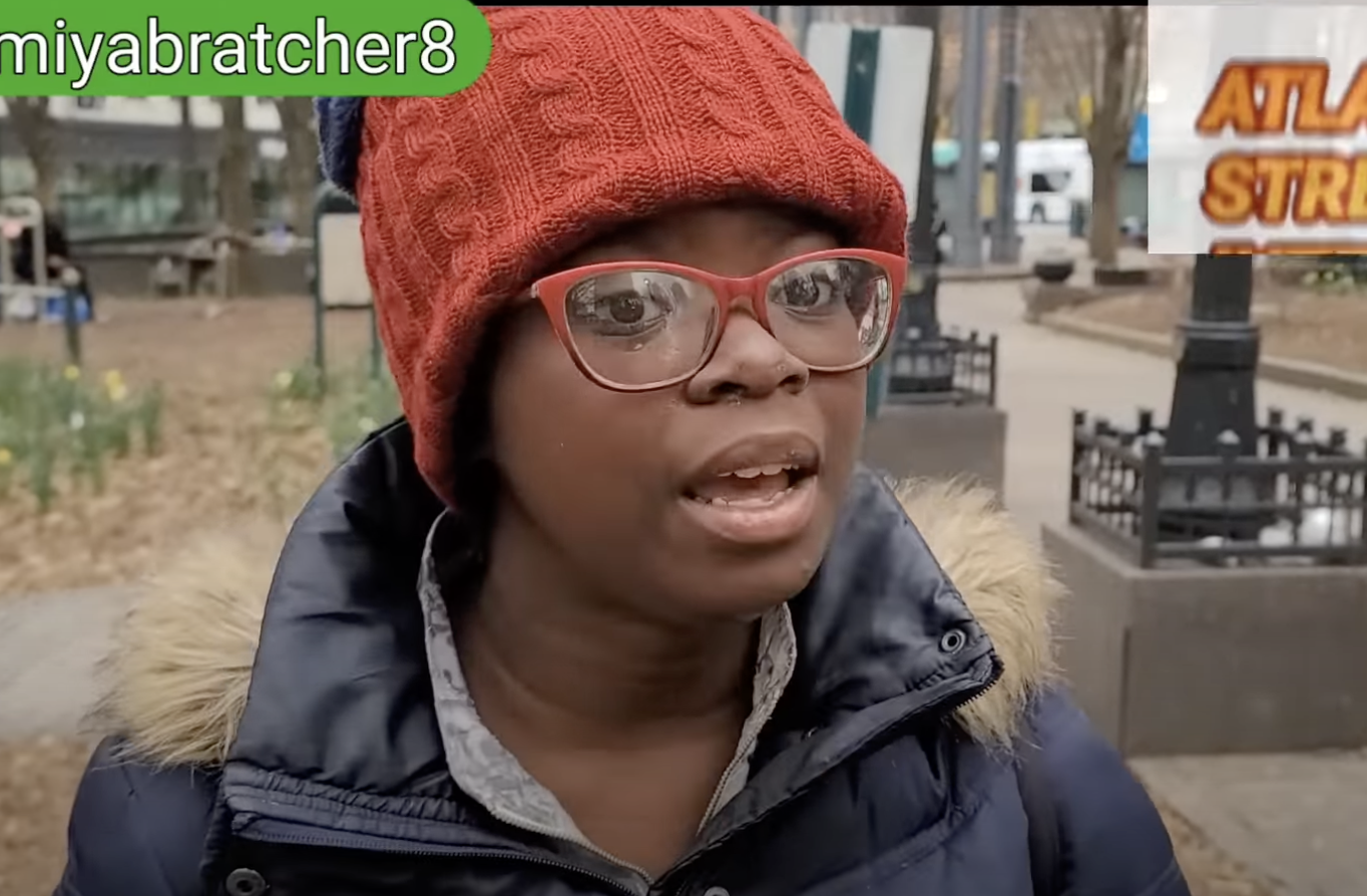 Jamiya Bratcher being interviewed about living on the streets on February 26, 2023, in Atlanta | Source: YouTube/ATLANTA STREET INTERVIEWS