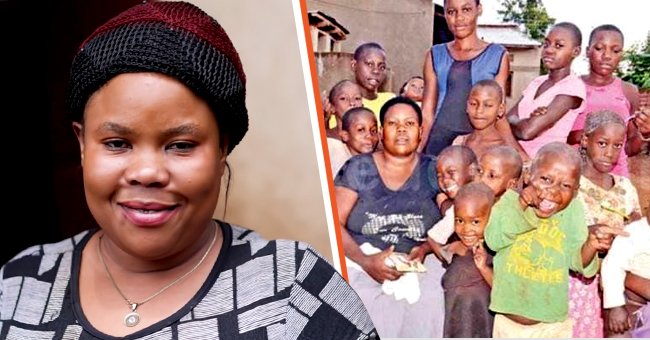 Mariam Nabatanzi [Links]; Nabatanzi mit all ihren Kindern [rechts]. | Quelle: Facebook.com/dieudonne.houinou.7 - Youtube.com/Connect With Uganda