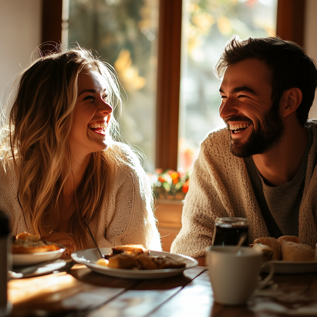 Laughing married couple | Source: Midjourney