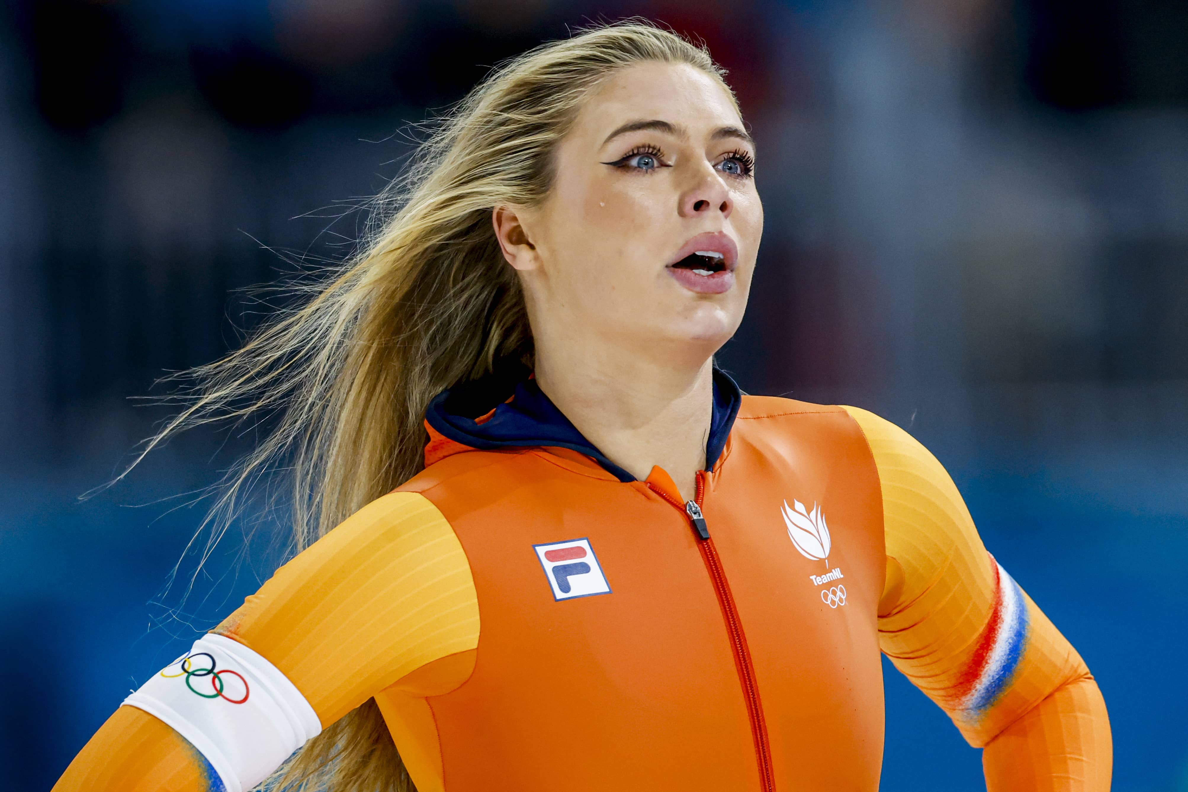 Jutta Leerdam looks on after competing in the Speed Skating Women's 500m during the Winter Olympic Games at Milano Speed Skating Stadium on February 15, 2026, in Milan, Italy | Source: Getty Images