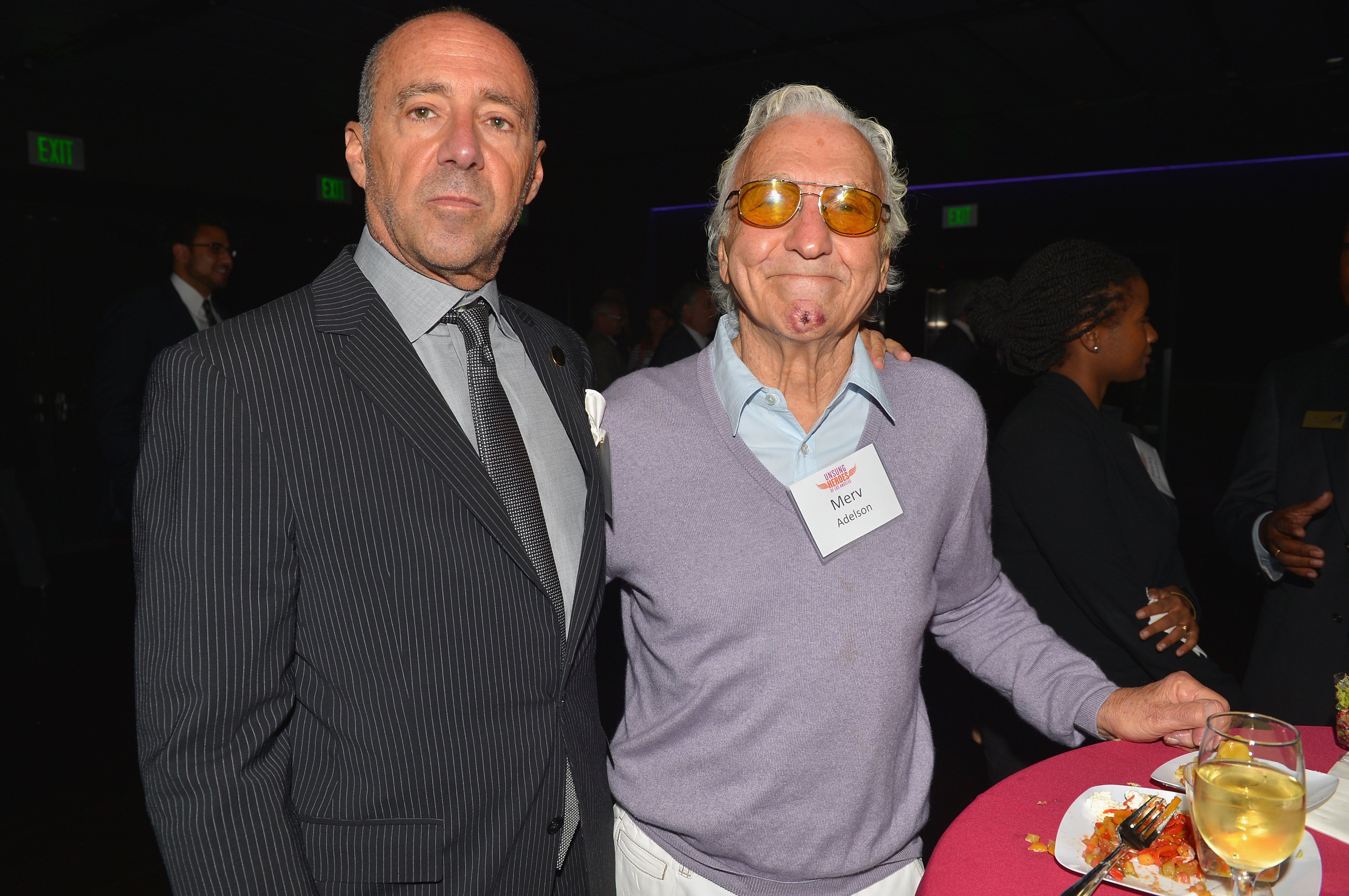 Bob Beitcher and Merv Adelson at the Unsung Heroe Awards at Club Nokia on October 9, 2013 in Los Angeles, California. | Source: Getty Images