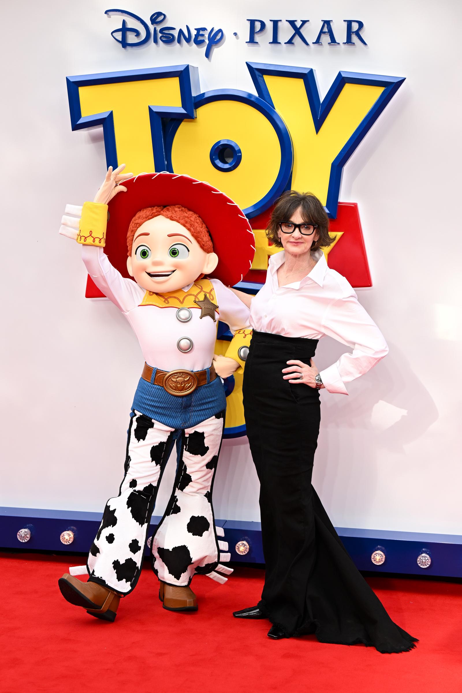 Jessie and the actress attends the "Toy Story 5" UK launch event at Odeon Luxe Leicester Square on May 28, 2026 in London, England. | Source: Getty Images
