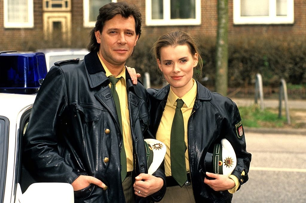 Jan Fedder, Andrea Lüdke, Dreharbeiten zur ARD-Krimiserie "Großstadtrevier" in Hamburg (Photo by Peter Bischoff) I Quelle: Getty Images