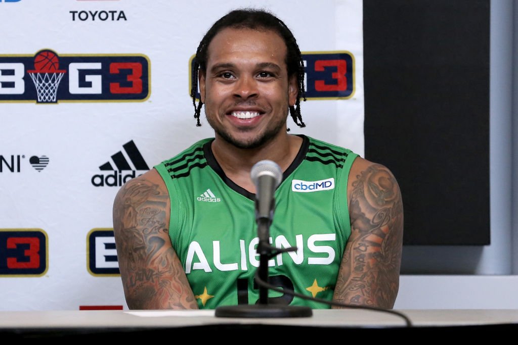 Shannon Brown #12 of the Aliens speaks to the media after beating 3's Company 50-35 during BIG3 - Week Seven at Fiserv Forum in Milwaukee, Wisconsin | Photo: Getty Images