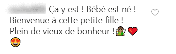 Capture d'écran du commentaire sur le post d'Anaïs Baydemir sur Instagram | Photo : anais_baydemir/ Capture d'écran du commentaire sur le post d'Anaïs Baydemir sur Instagram | Photo : anais_baydemir/