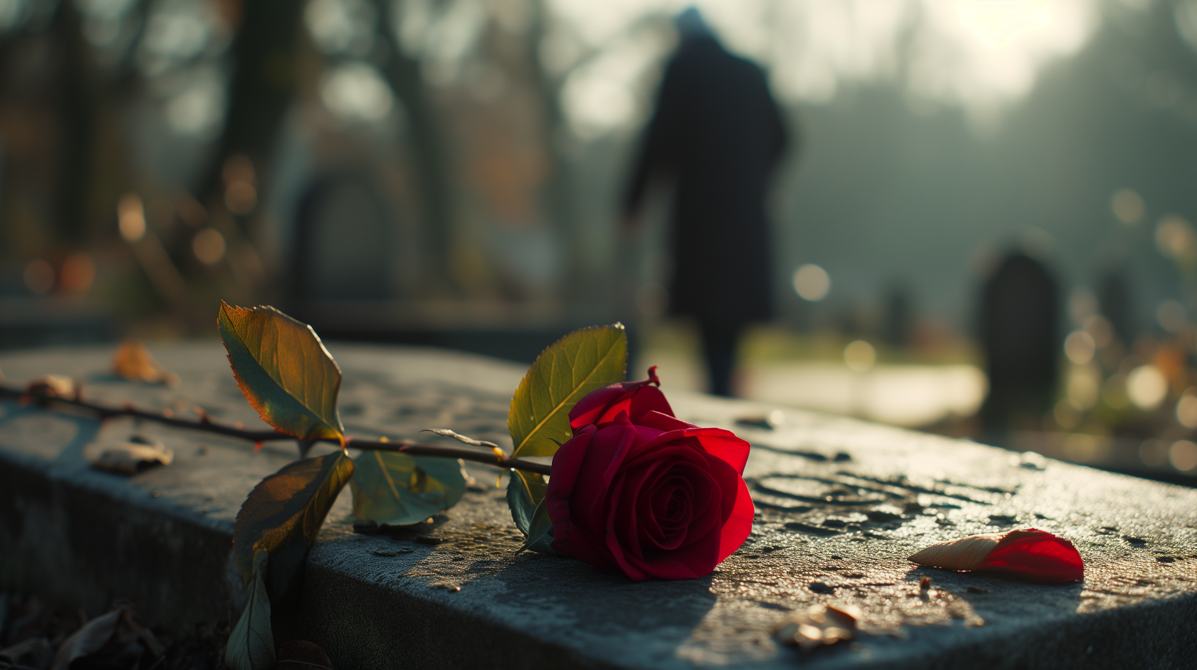 A rose at a grave | Source: Midjourney