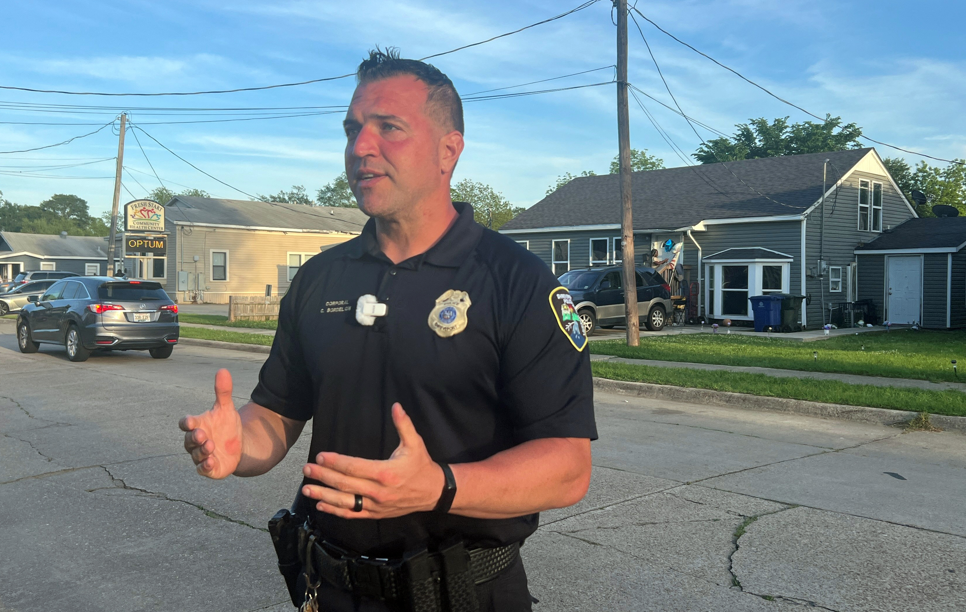 Police officer Chris Bordelon speaks to the media near the scene of a shooting that left eight children dead in Shreveport, Louisiana, on April 19, 2026 | Source: Getty Images