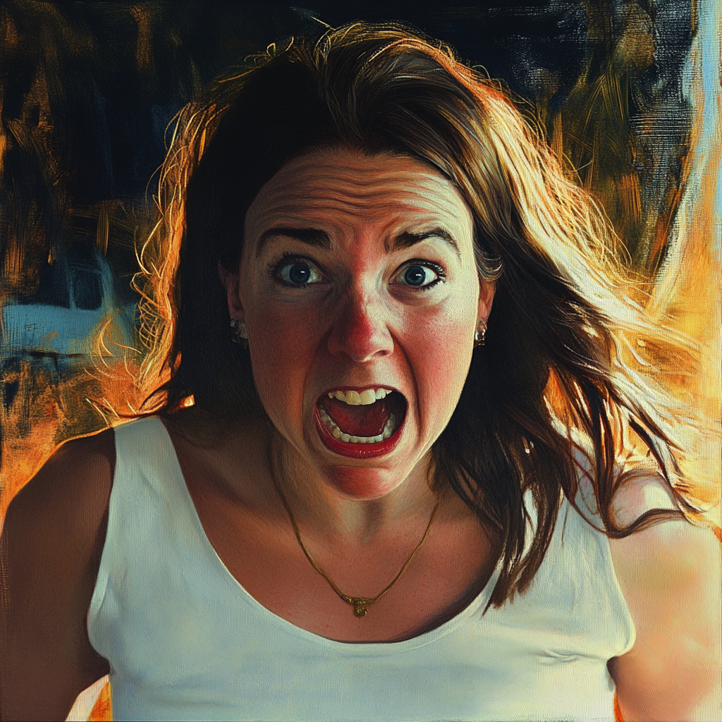 A stunned and furious woman | Source: Midjourney