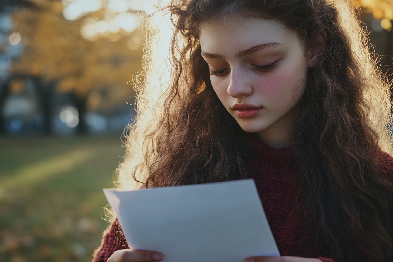 A woman reading a note | Source: Midjourney