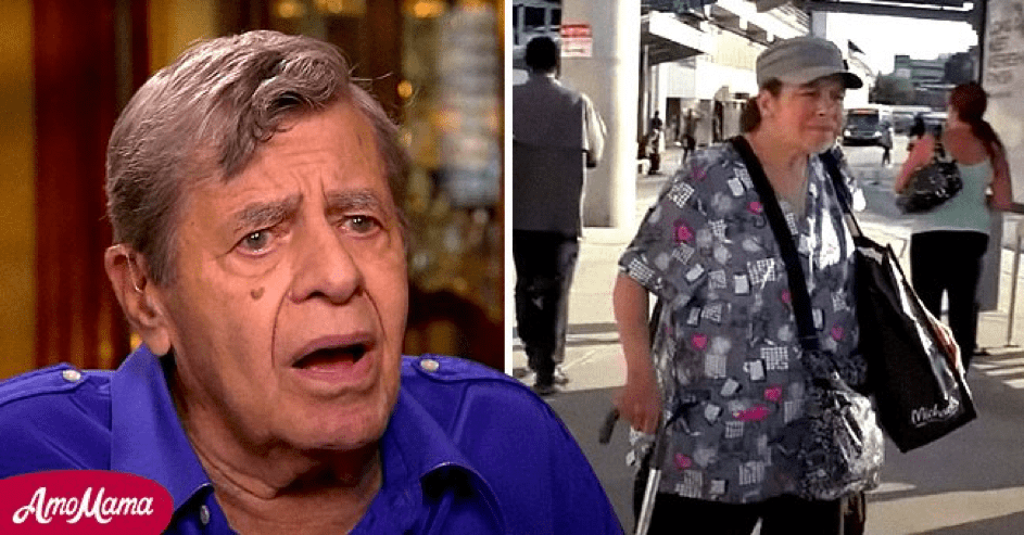 Jerry Lewis im Interview und Suzan Lewis auf den Straßen Philadelphias. | Quelle: YouTube.com/InsideEdition - YouTube.com/CBSSundayMorning