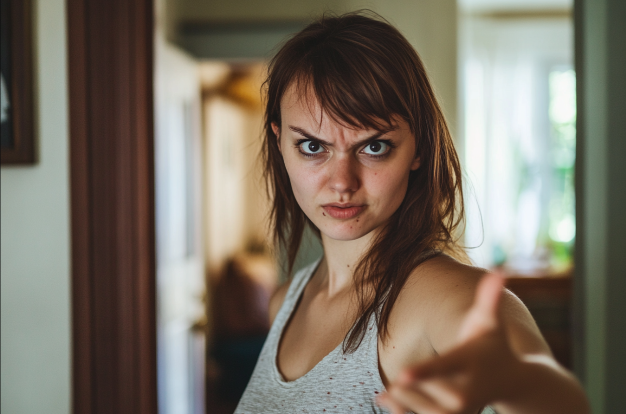 A woman pointing | Source: Midjourney