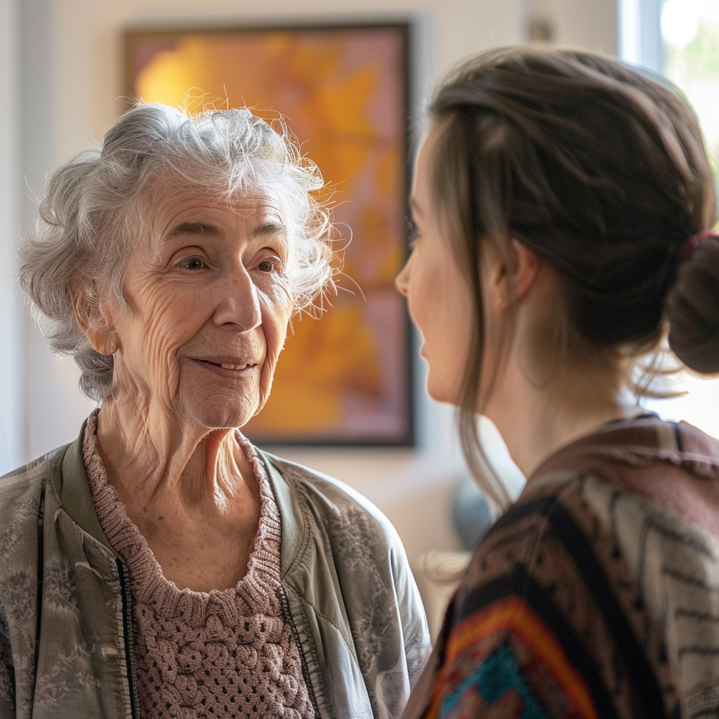 An older woman talking to her granddaughter | Source: Midjourney