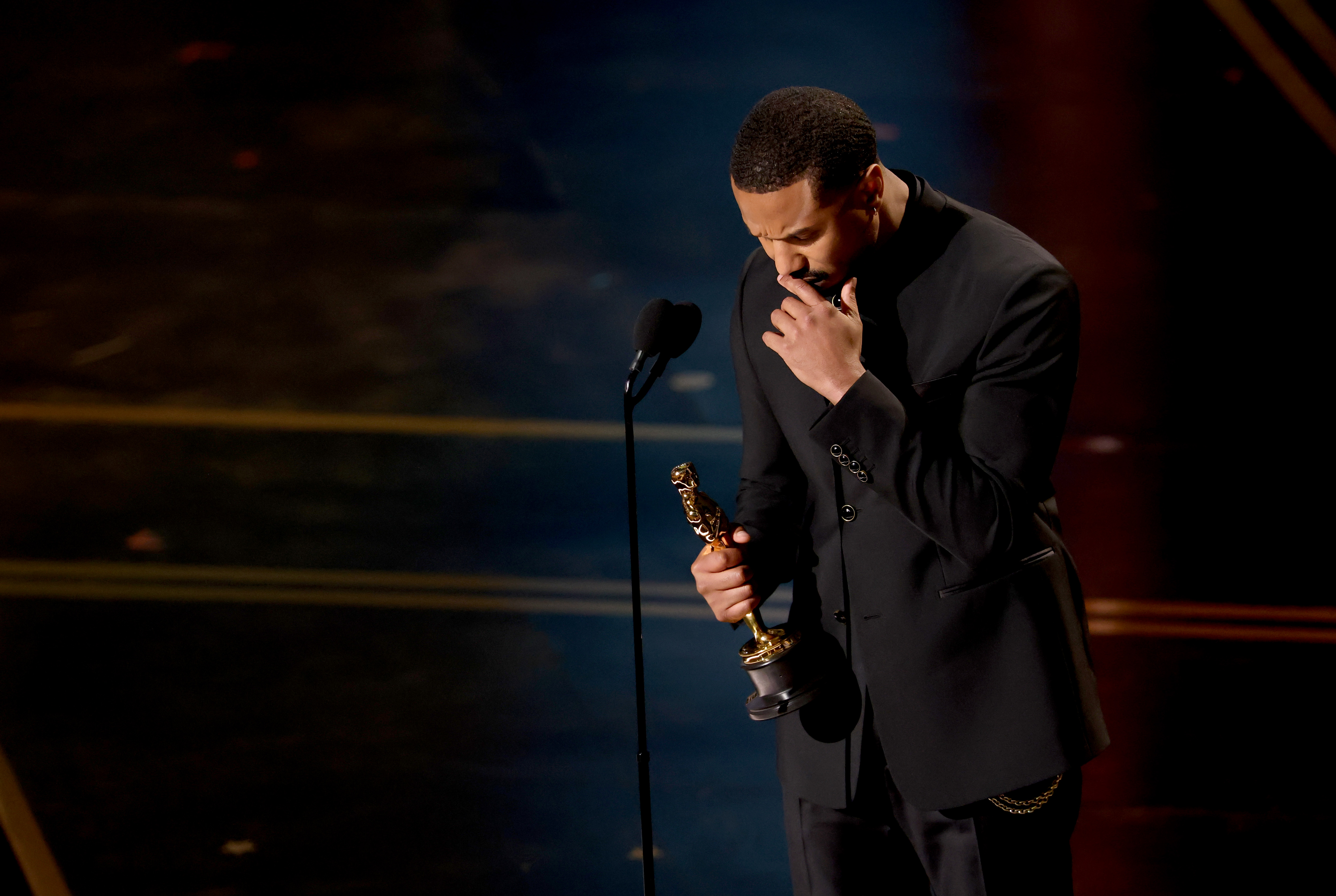Michael B. Jordan accepts the award for Best Actor in a Leading Role for "Sinners" onstage during the 98th Annual Academy Awards on March 15, 2026. | Source: Getty Images
