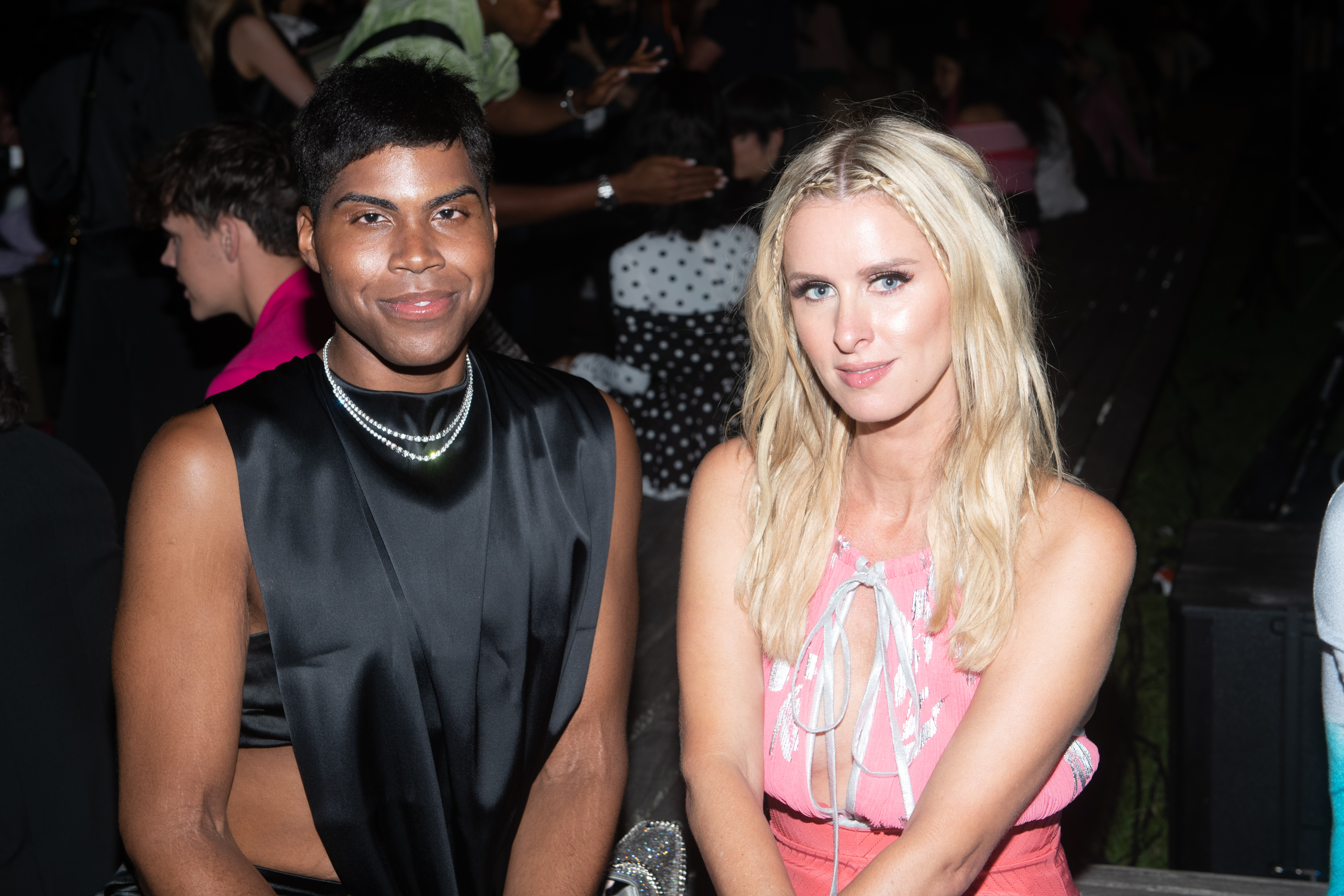 EJ Johnson and Nicky Hilton Rothschild attend the Prabal Gurung S/S 22 Show during New York Fashion Week at Robert F. Wagner Park on September 8, 2021, in New York City.