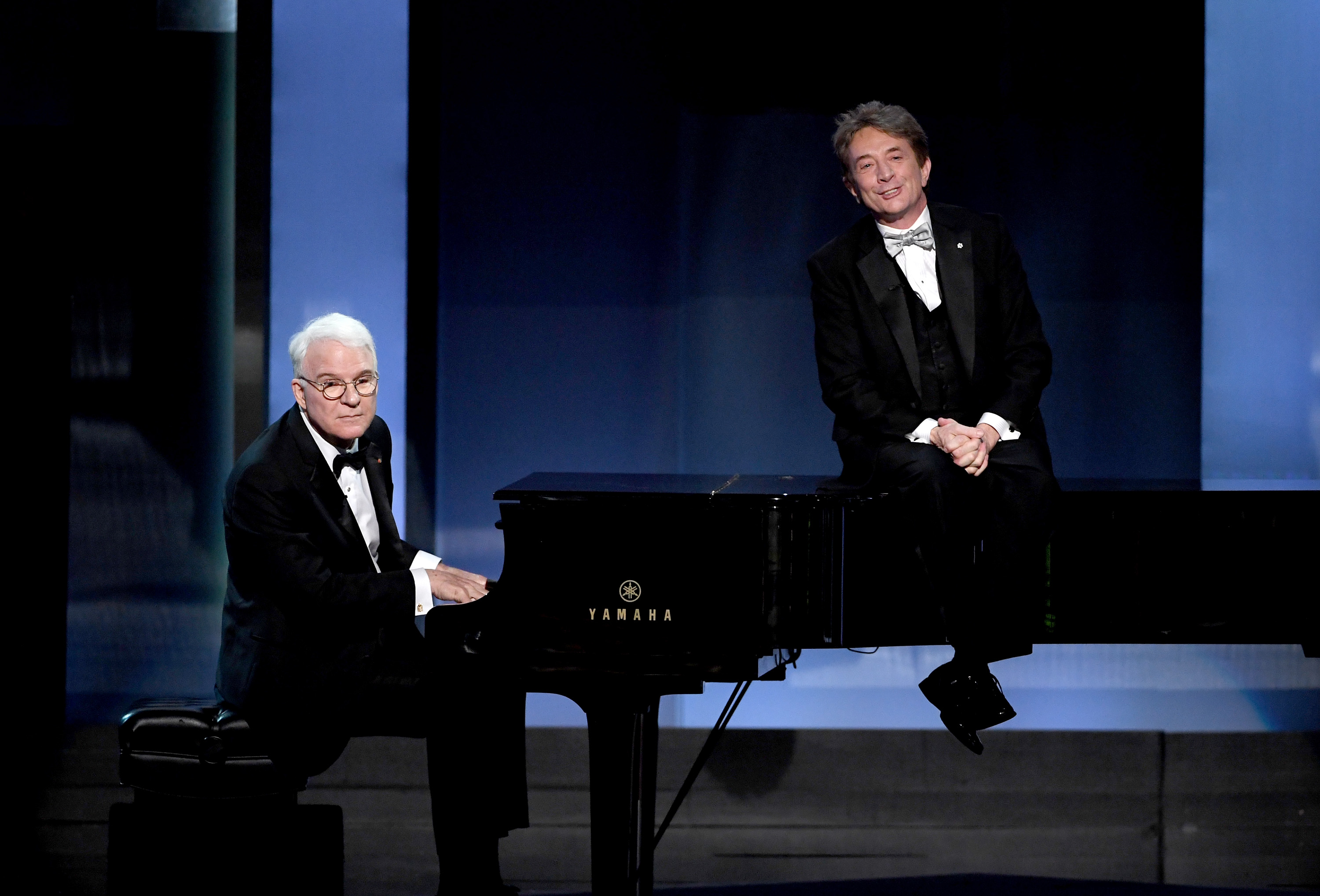 Steve Martin (L) and Martin Short perform onstage during the American Film Institute's 45th Life Achievement Award Gala Tribute to Diane Keaton at Dolby Theatre on June 8, 2017, in Hollywood, California. | Source: Getty Images