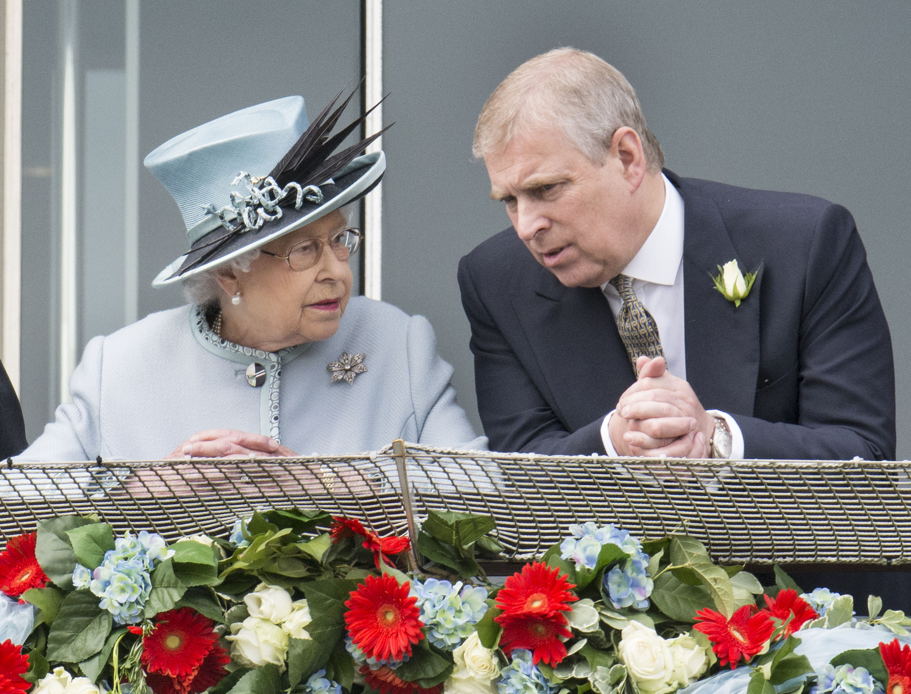 Queen Elizabeth II and Andrew Mountbatten-Windsor during The Investec Derby Festival at Epsom Racecourse on June 1, 2013, in Epsom, England. | Source: Getty Images