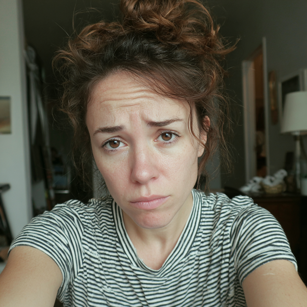 A close-up of an exhausted woman | Source: Midjourney