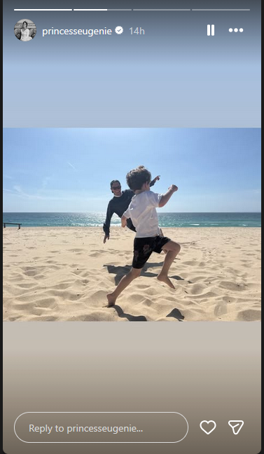 Jack Brooksbank and one of his sons, from a story shared on May 3, 2026 | Source: Instagram/princesseugenie/