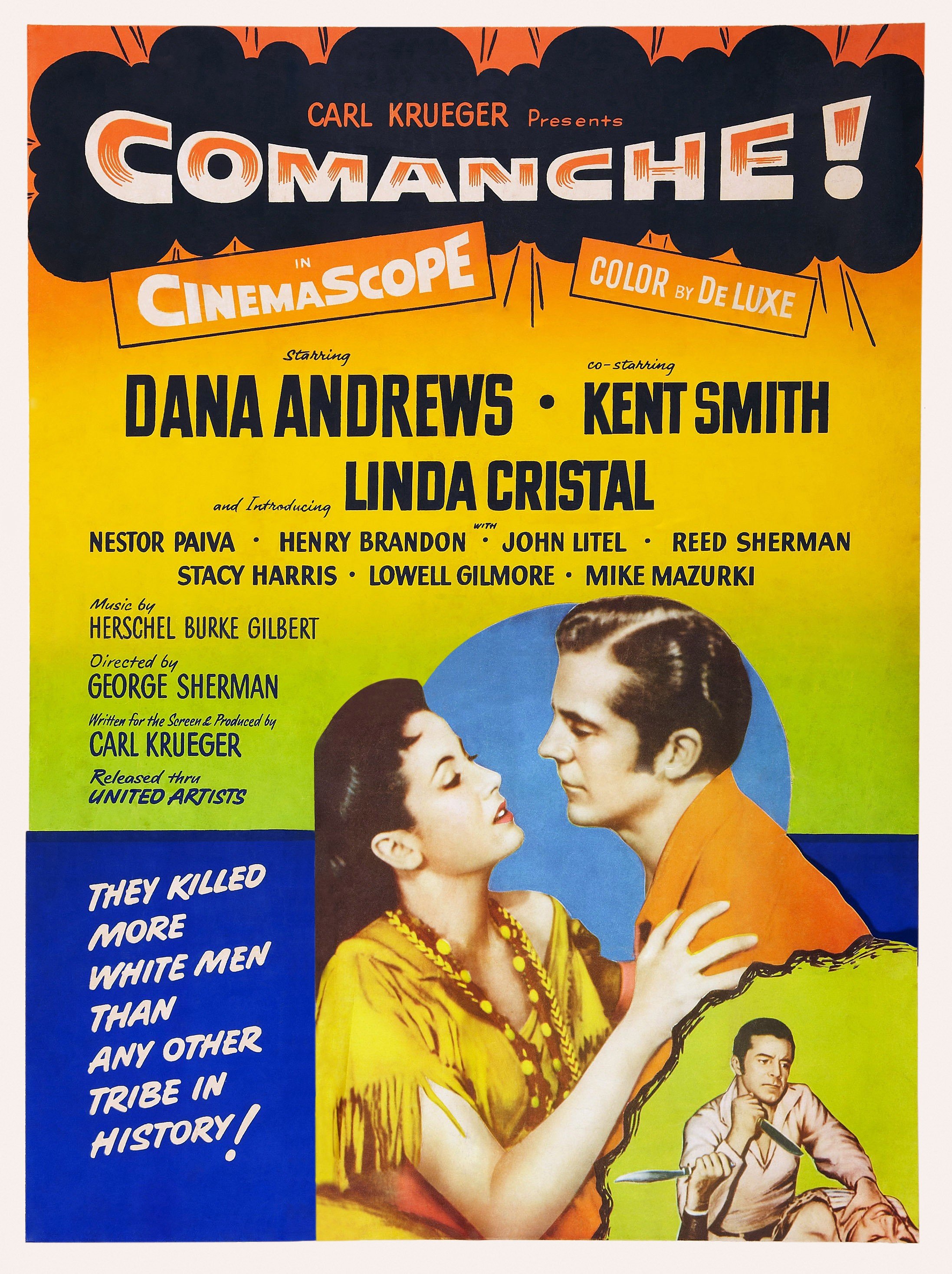 Comanche, póster estadounidense, desde la izquierda: Linda Cristal, Dana Andrews, 1956. | Foto: Getty Images Comanche, póster estadounidense, desde la izquierda: Linda Cristal, Dana Andrews, 1956. | Foto: Getty Images