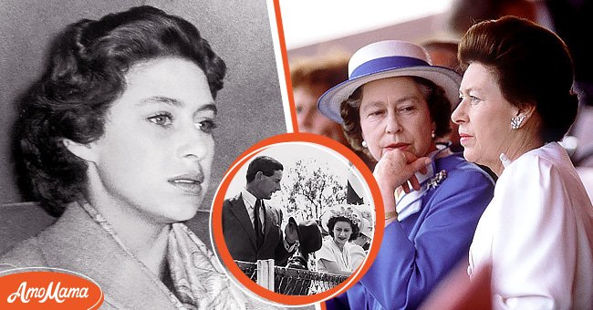 A troubled-looking Princess Margaret in a side-by-side photo with her sister, Queen Elizabeth. | Source: Getty Images