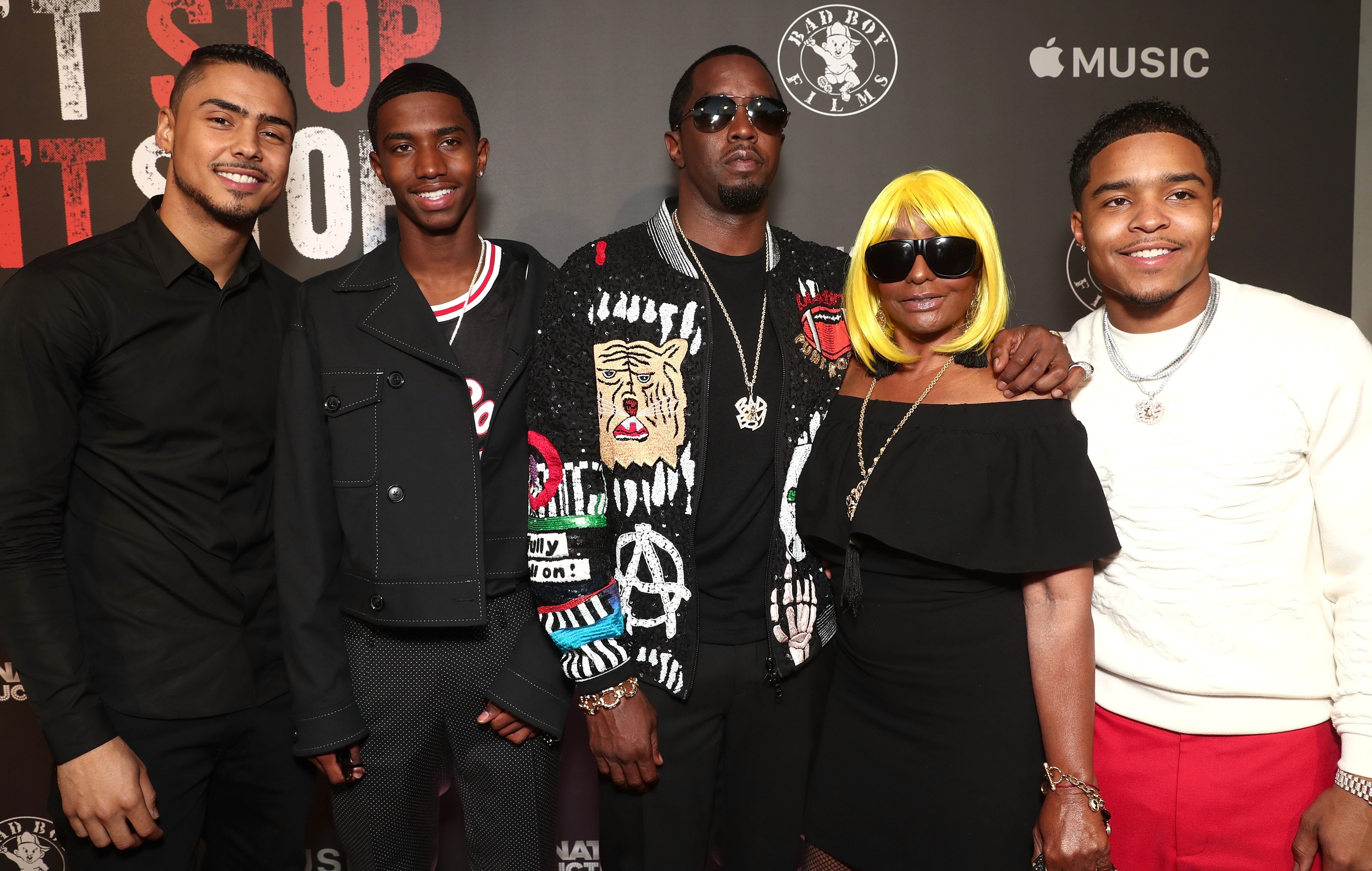 (L-R)Quincy Brown, Christian Combs, Sean "Diddy" Combs, Janice Combs & Justin Combs at the Premiere of "Can't Stop Won't Stop" on June 21, 2017 in California | Photo: Getty Images