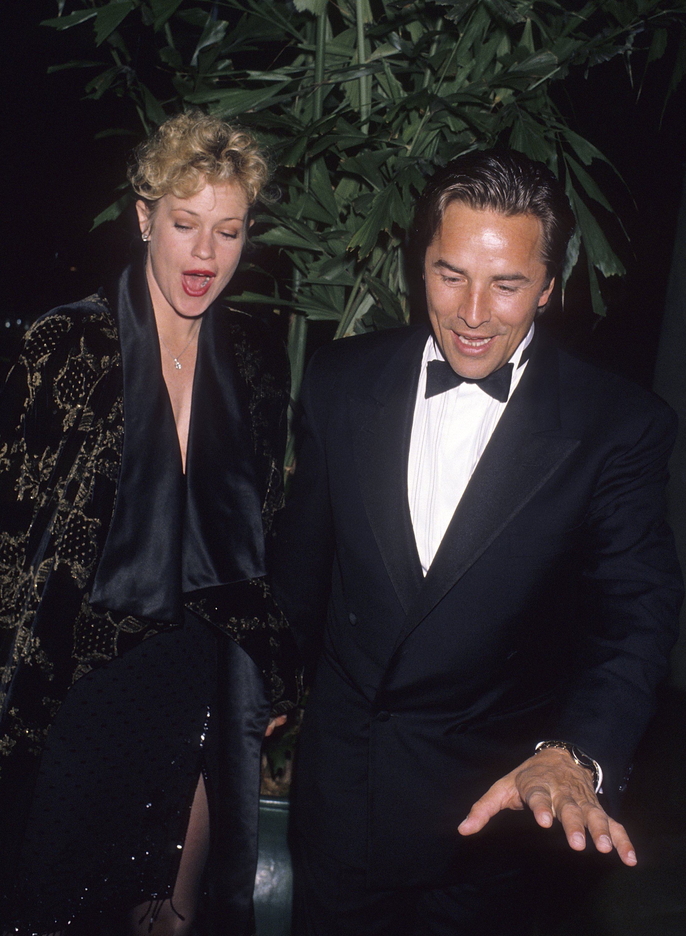 Melanie Griffith and Don Johnson pictured the First Annual Fire & Ice Ball to Benefit Revlon/UCLA Women's Cancer Research Program in 1990. | Source: Getty Images