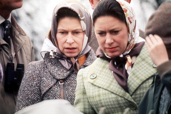 The Queen And Princess Margaret at the Badminton Horse Trials, circa 1973. | Photo: Getty Images