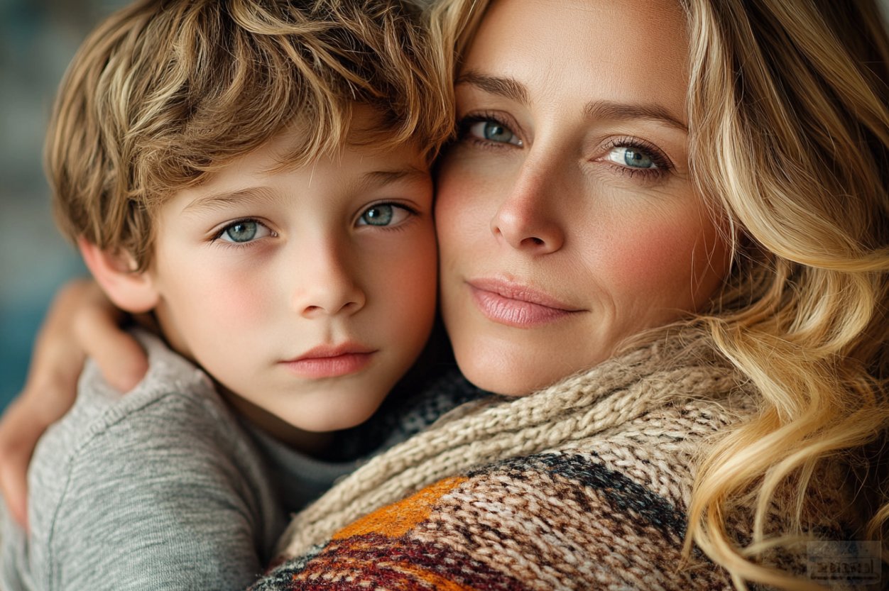 A woman hugging her son | Source: Midjourney